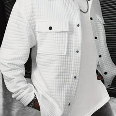 Men's Button Lapel Collar Long Sleeve Jacket