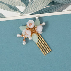 Vintage Faux Pearl Flower Hair Clip U Shaped Hairpin