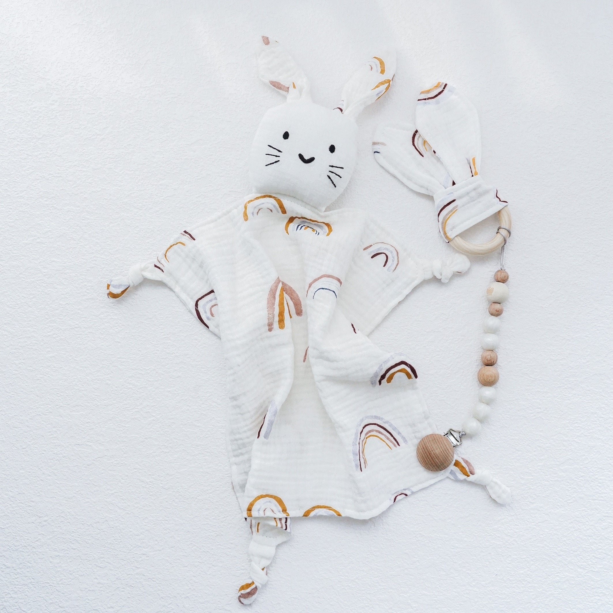 Newborn Baby Cotton Bib & Doll Gift Set - Rabbit Ear Companion Doll