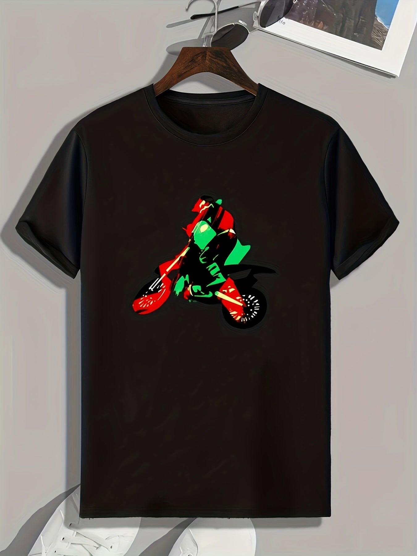 Biker Pattern Print Men's Sports T-Shirt