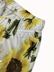 Sunflower Print Tube Top Boho Sleeveless Tube Top For Summer Women's Clothing