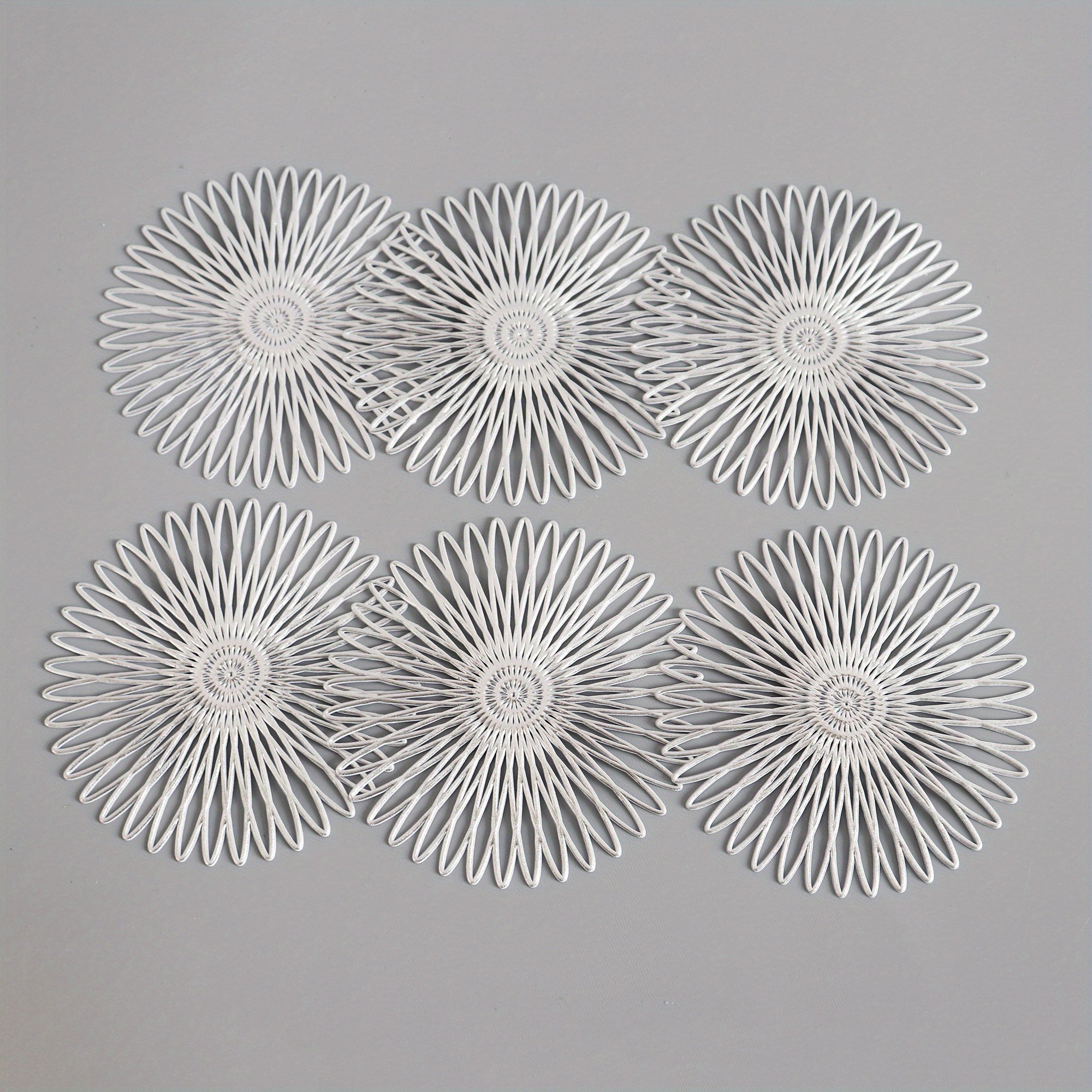 6pcs Round PVC Coasters Floral Pattern Solid Coasters Washable Placemat
