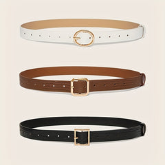 Embossed PU Belt with Golden Pin Buckle Set