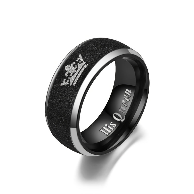 Stainless Steel Couple Crown Ring Set His Queen Her King Engagement Rings