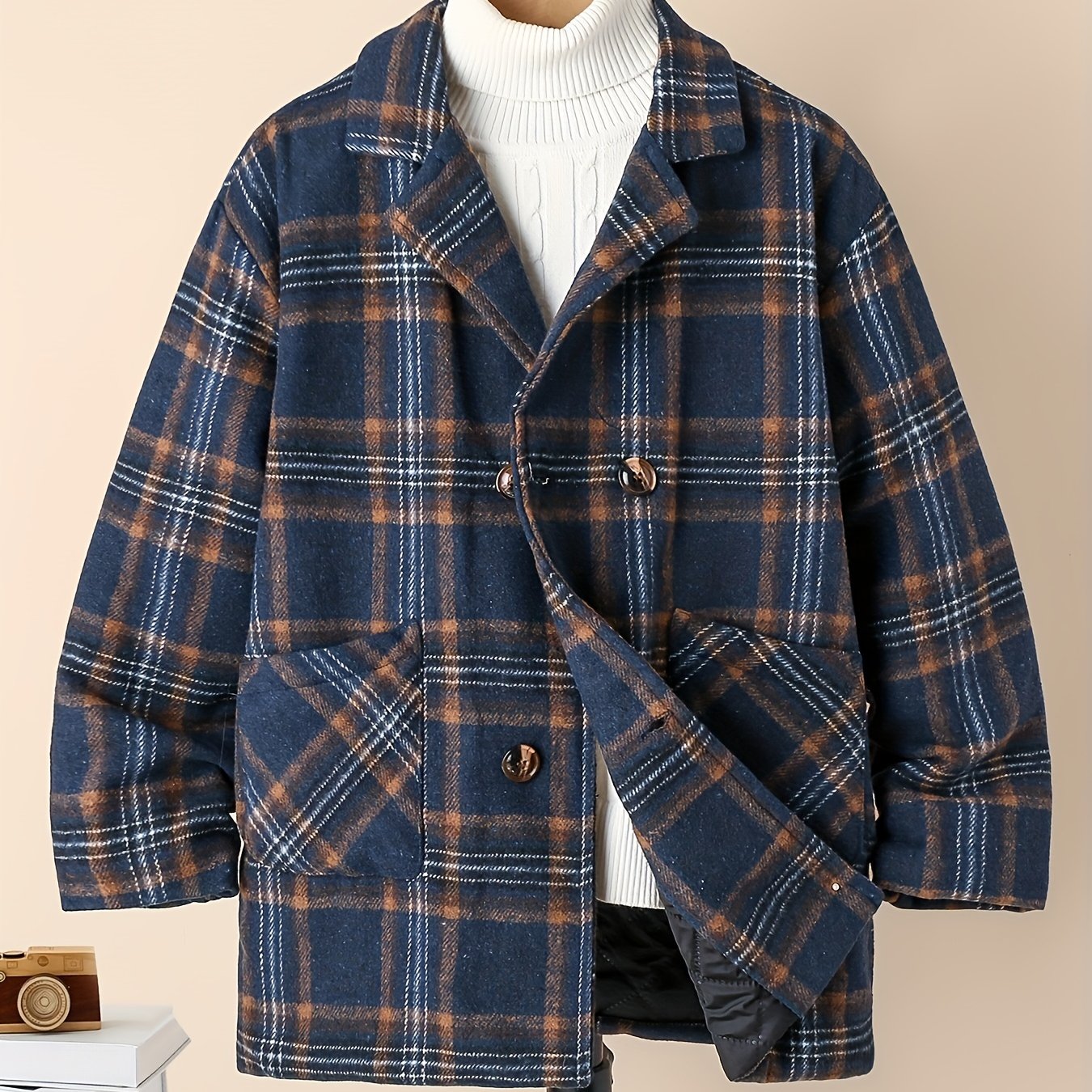 Boy's Plaid Fleece Jacket Button Up With Pockets