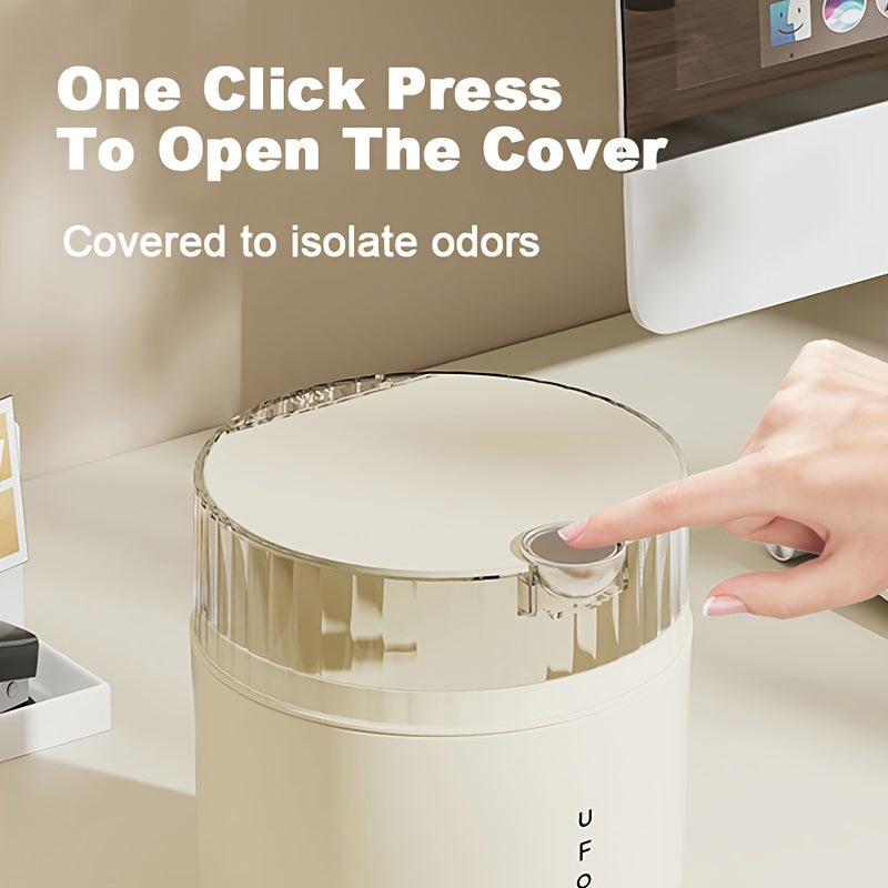 Desktop Trash Can With Lid Waste Bin Home Garbage Basket