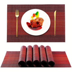 6pcs Plastic Placemats Lake Woven Rectangle Insulated Mat