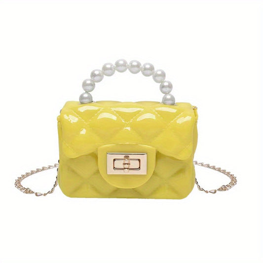 Mini Jelly Purse Girls Mini Bag Faux Pearl Handbag