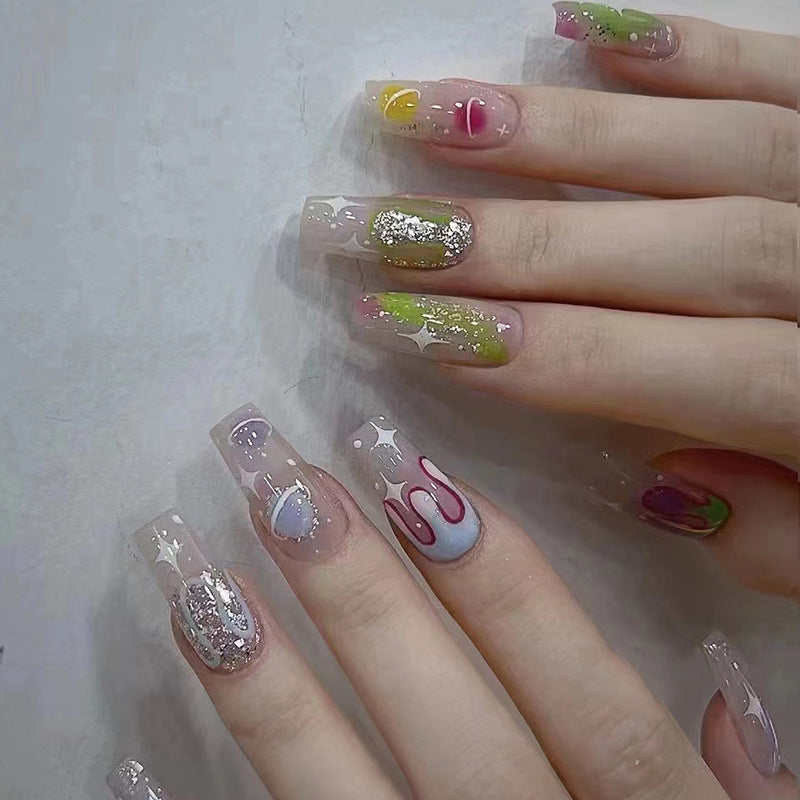 24pcs Ballet Nail Space Series False Nail Sheets with Tool Kit