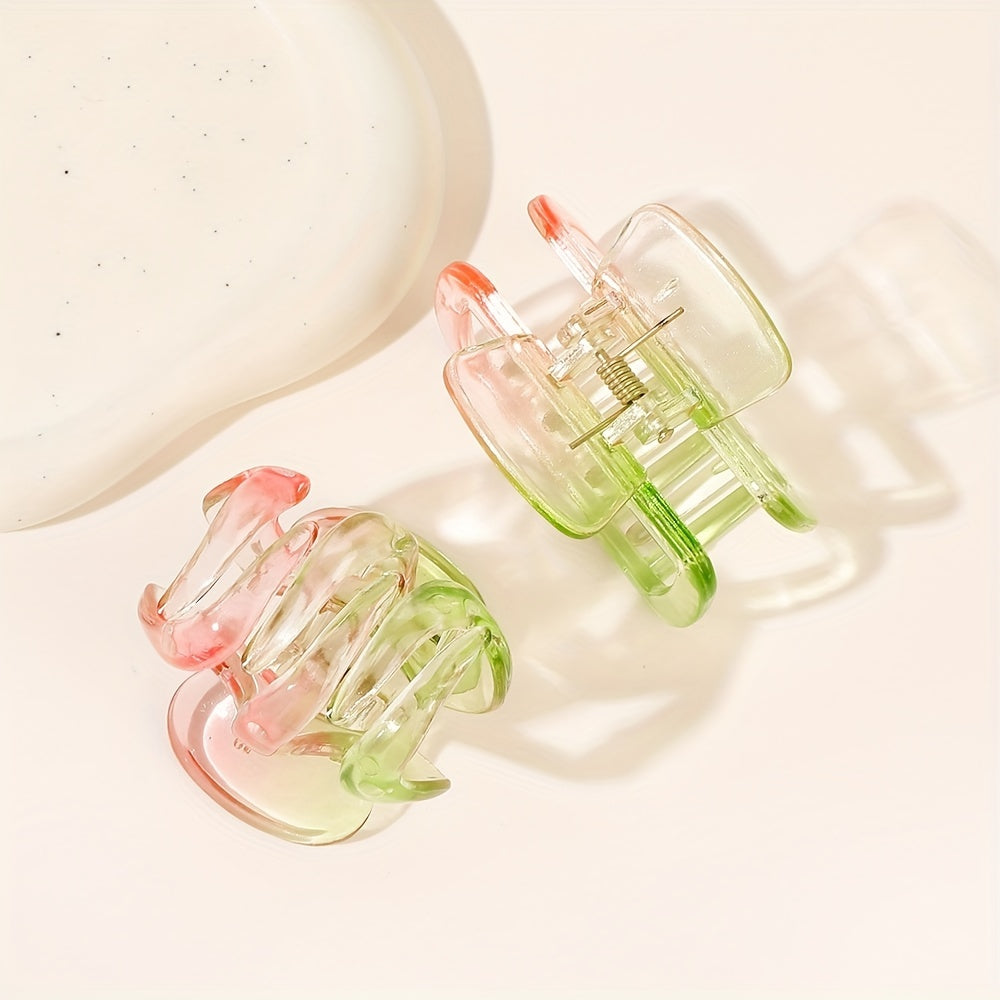 4pcs Transparent Hair Claw Hollow Shark Claw Gradient Hair Claw