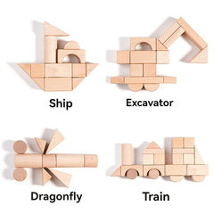 Wooden Building Blocks Various Shapes for Educational Play