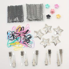 Hair Accessories Set Silvery Duck Billed Clip Rubber Bands Bobb Pin