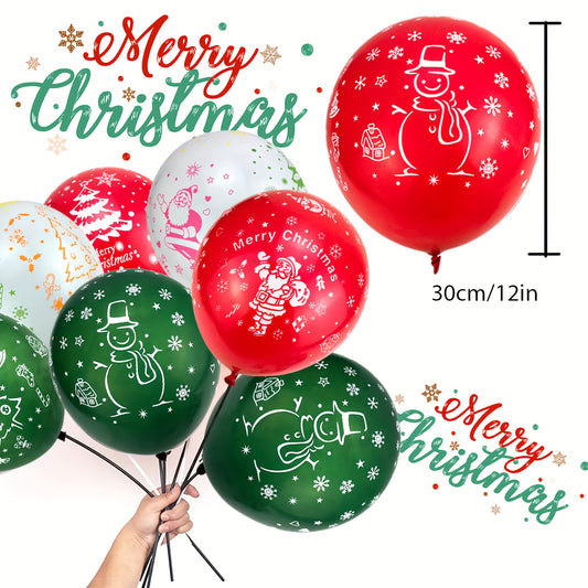 Christmas Latex Balloons 30-48cm Santa Trees Snowflakes Elk Snowman Bell