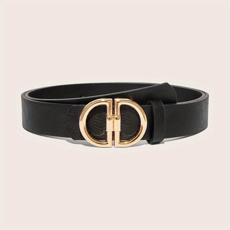 Classic Double D Buckle PU Waist Belt for Women