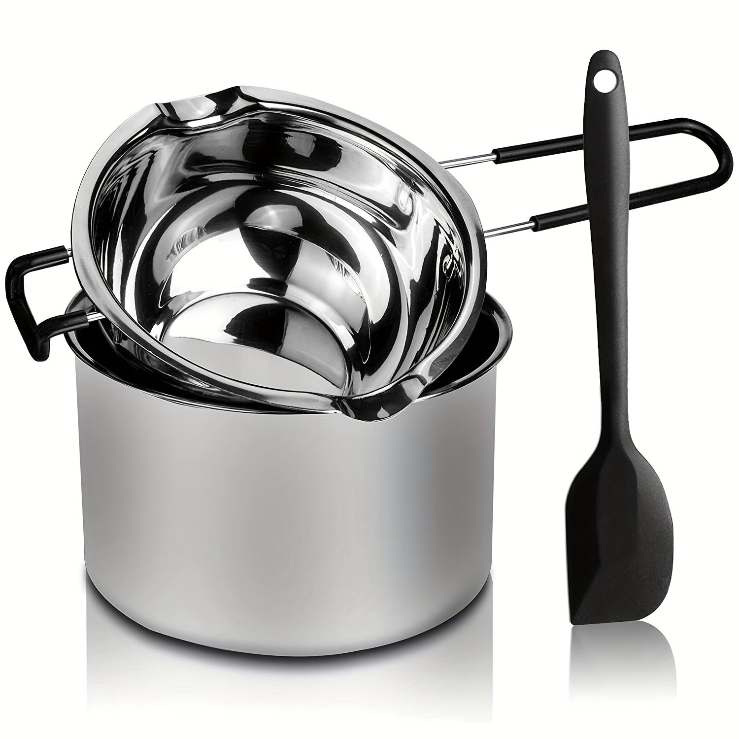Stainless Steel Double Boiler Pot Set 600ml & 1600ml with Spatula