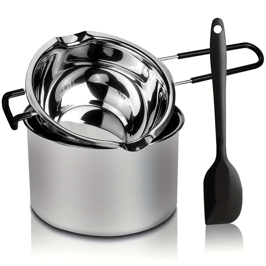 Stainless Steel Double Boiler Pot Set 600ml & 1600ml with Spatula