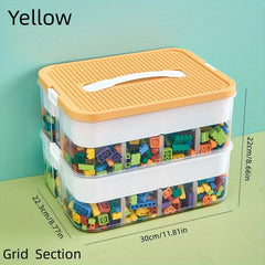 Stackable Building Blocks Storage Box with Carrying Handle and Baseplate Lid