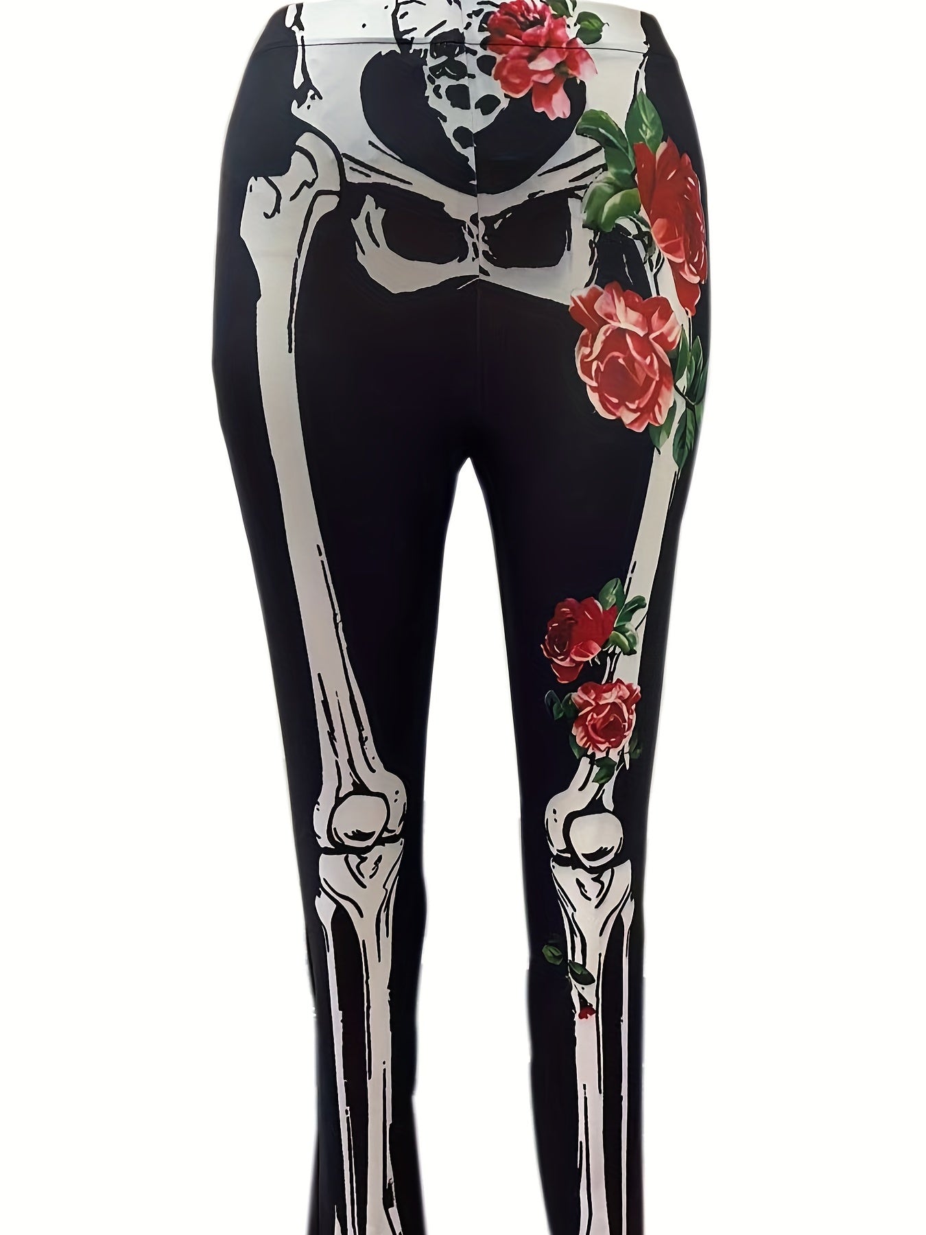  Skull & Floral Print High Rise Leggings