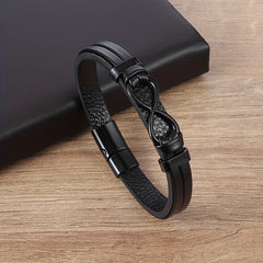 Vintage Leather Braided Charm Bracelet Figure 8 Never Fade Men And Women Jewelry