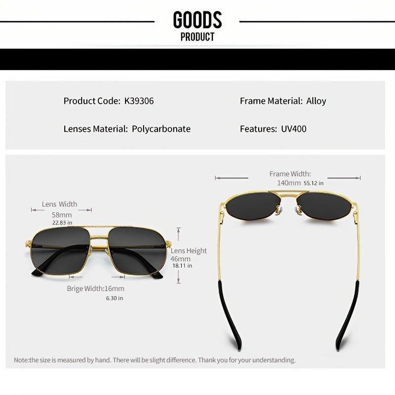 Square Metal Sun Glasses Gradient Double Bridge Punk Eyewear