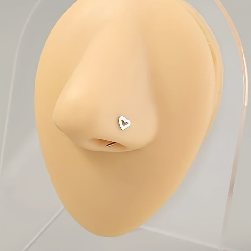 Love Hollowed Out Nose Ring Stainless Steel S Shaped Nose Nail