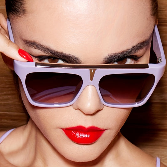 Square Jelly Rivet Top Bar Sunglasses UV400