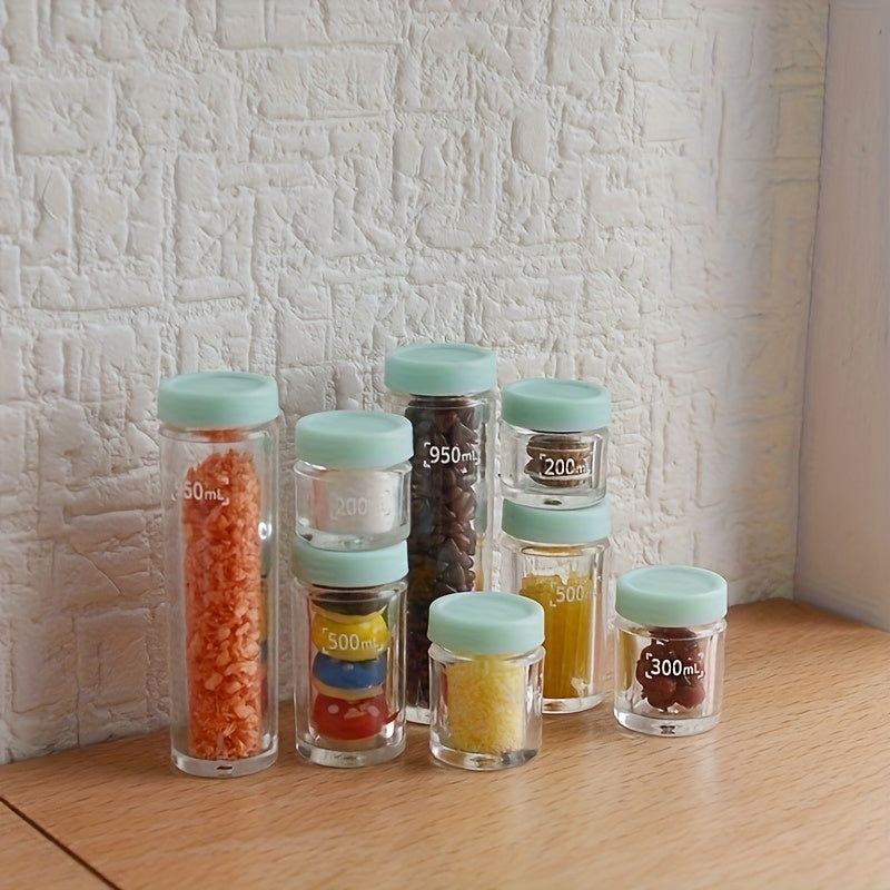 8pcs Mini Sealed Jar Doll House Kitchen Ornaments