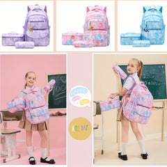 3pcs School Students Backpack Set Handheld Box Teen Girls School Bag Set