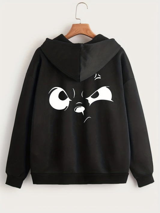 Graphic Print Zip Up Hoodie Long Sleeve Drawstring Hoodies
