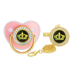 Golden Rhinestone Baby Pacifier for Little Princes