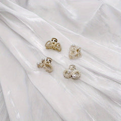 Faux Pearl Mini Hair Claw Braided Metal Bangs Clip