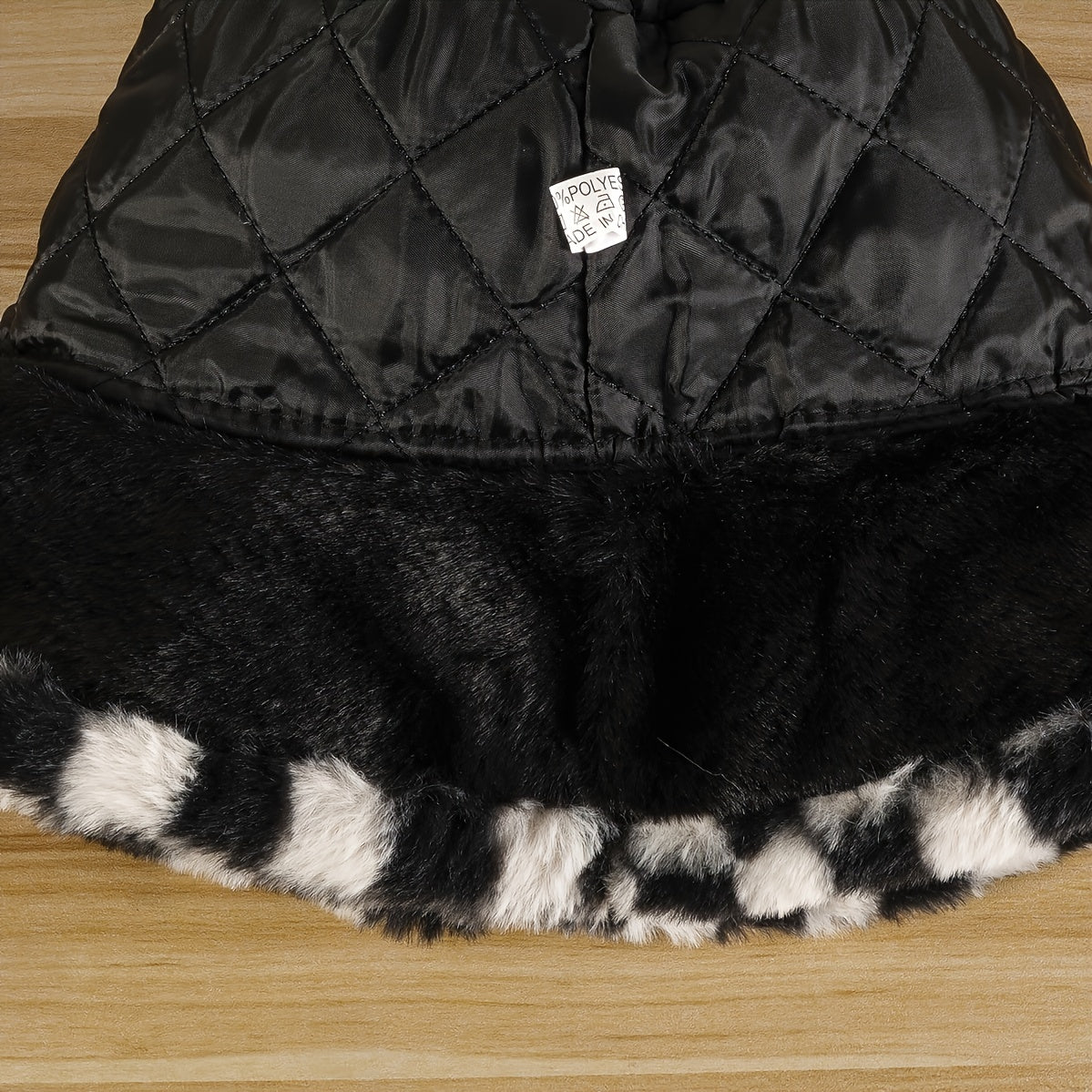 Plush Thickened Winter Fisherman Hat Checkerboard Lattice Contrast Ski Hat