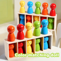 Wood Matching Memory Game - 12 Wooden Puppets Board Game
