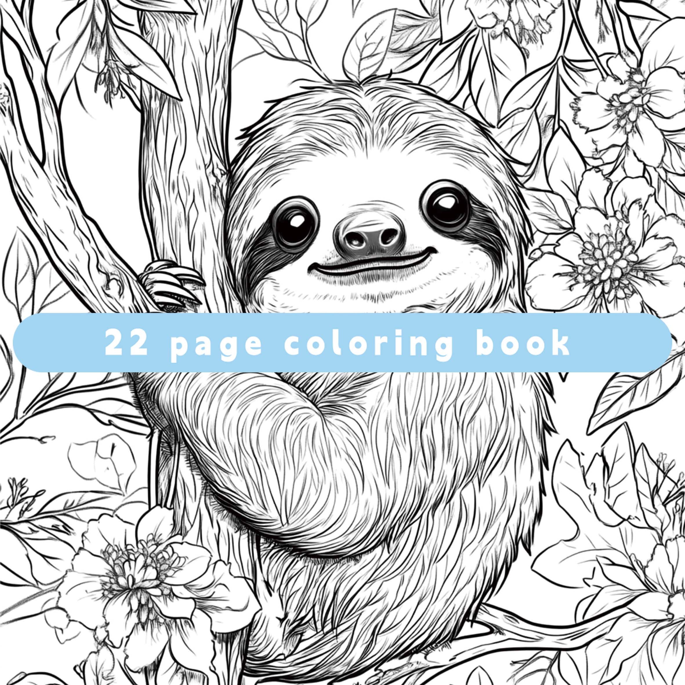XF Sloth Coloring Book 22 Pages Adult Relaxation