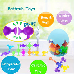 Suction Cup Building Toys Set for Kids with Storage Eggshell