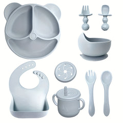 10 Piece Baby Meal Tray Set with Silicone Suction Cup Bowl, Spoon & Fork