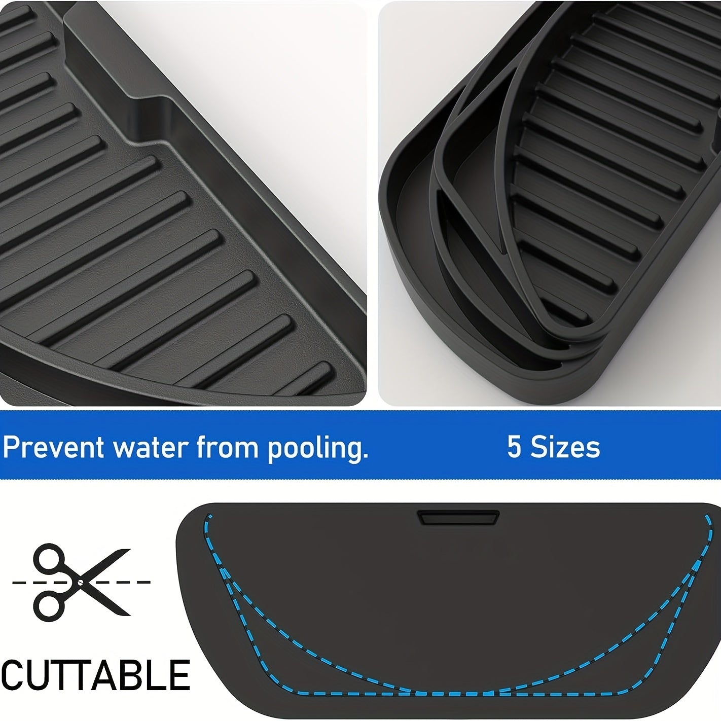 Silicone Drain Mat Kitchen Faucet Sink Splash Guard - Water Catcher Mat