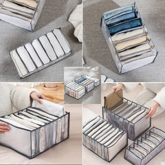 3pcs Wardrobe Clothes Organizer 9 Grids Folding Mesh Storage Box Drawer