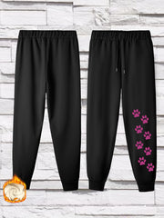 Women's Plus Dog Paw Graphic Fleece Joggers