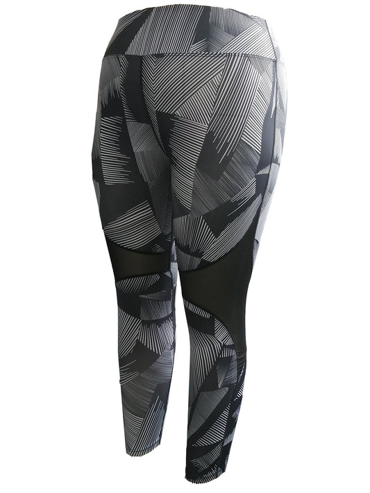  Sports Leggings Women's Plus Print Mesh Leggings