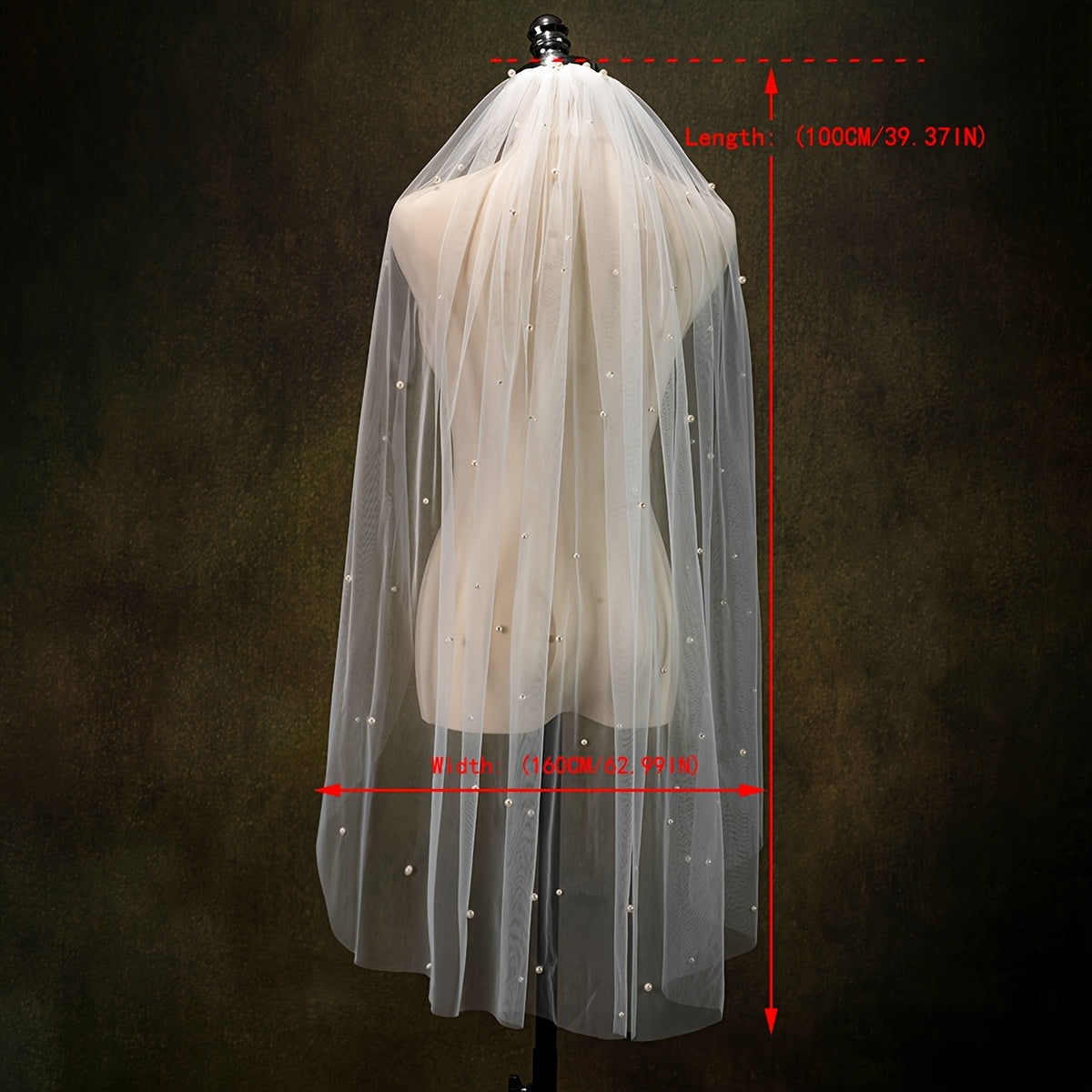 1 Meter Long Wedding Veil with Hair Comb Sheer Tulle Bridal Accessory