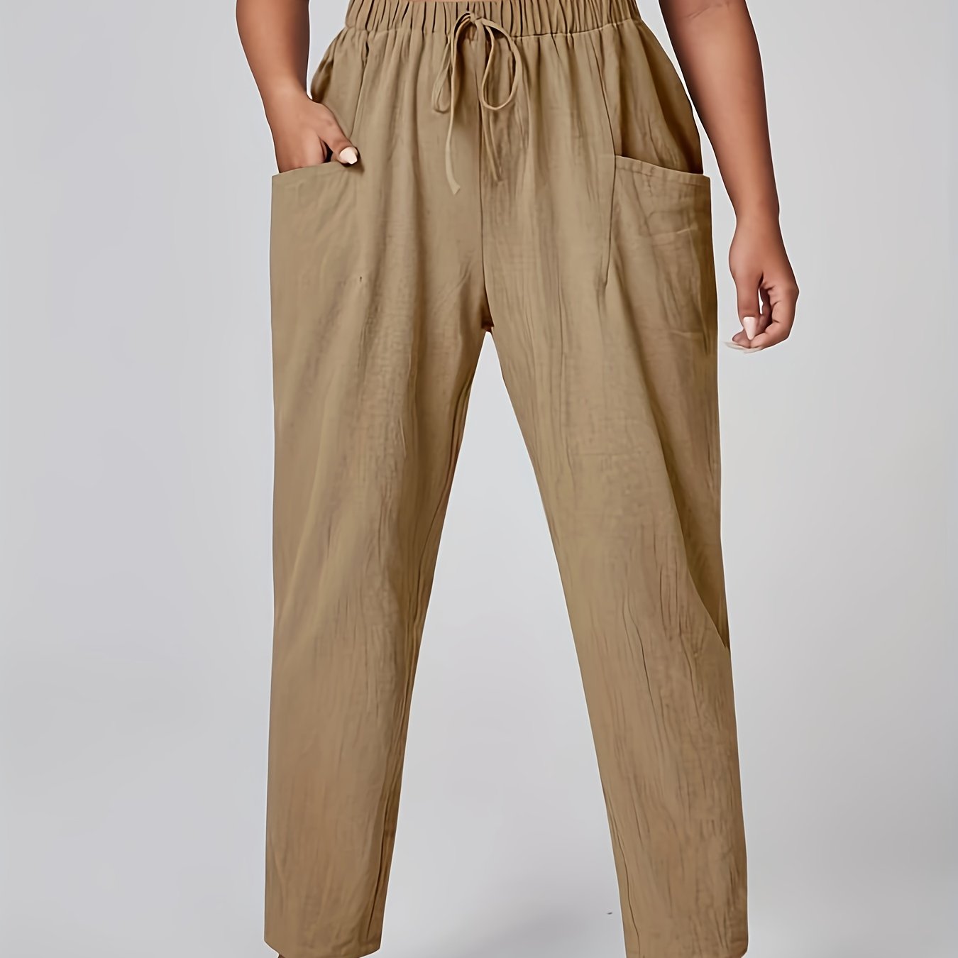  High Rise Tapered Leg Trousers With Pockets