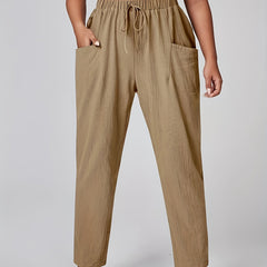  High Rise Tapered Leg Trousers With Pockets