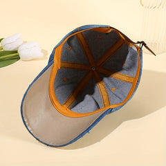 Denim Y2K Baseball Cap Rhinestone Decor Washed Distressed Sun Hat