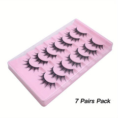 7 Pairs Faux Mink Hair False Eyelashes for Anime Cosplay Natural Look Reusable