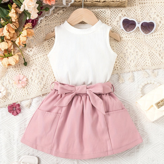 2pcs Baby Girls Tank Top & Skirt Set for Summer