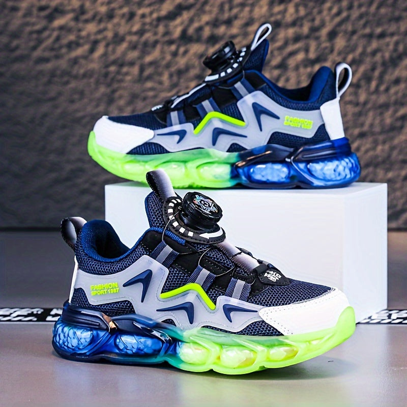 Girl's Block Basketball Shoes Rotating Buckle Breathable Non Slip Sneakers