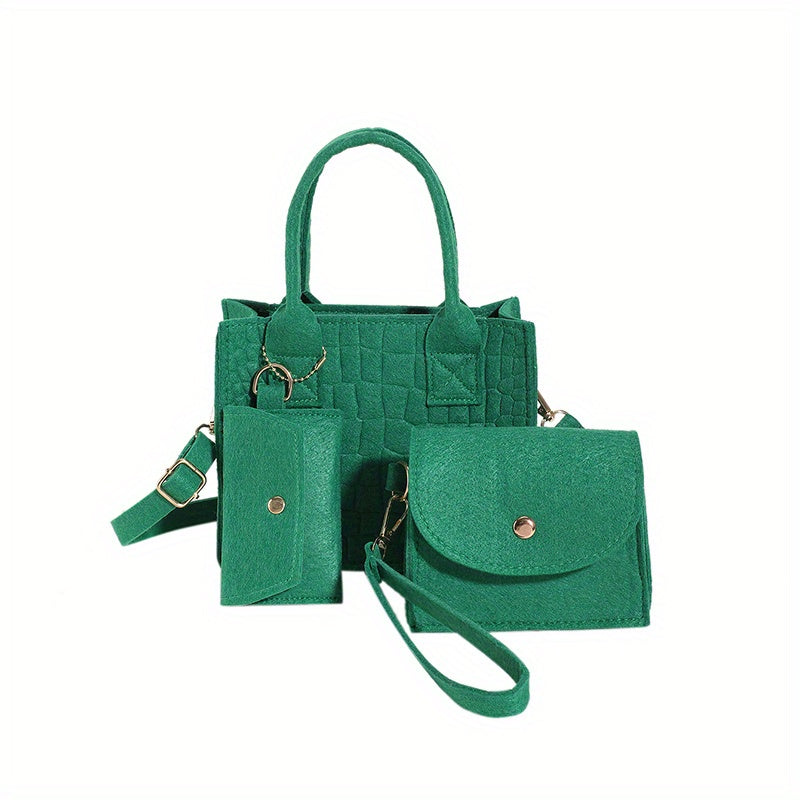 Felt Square Shoulder Bag with Mini Purses