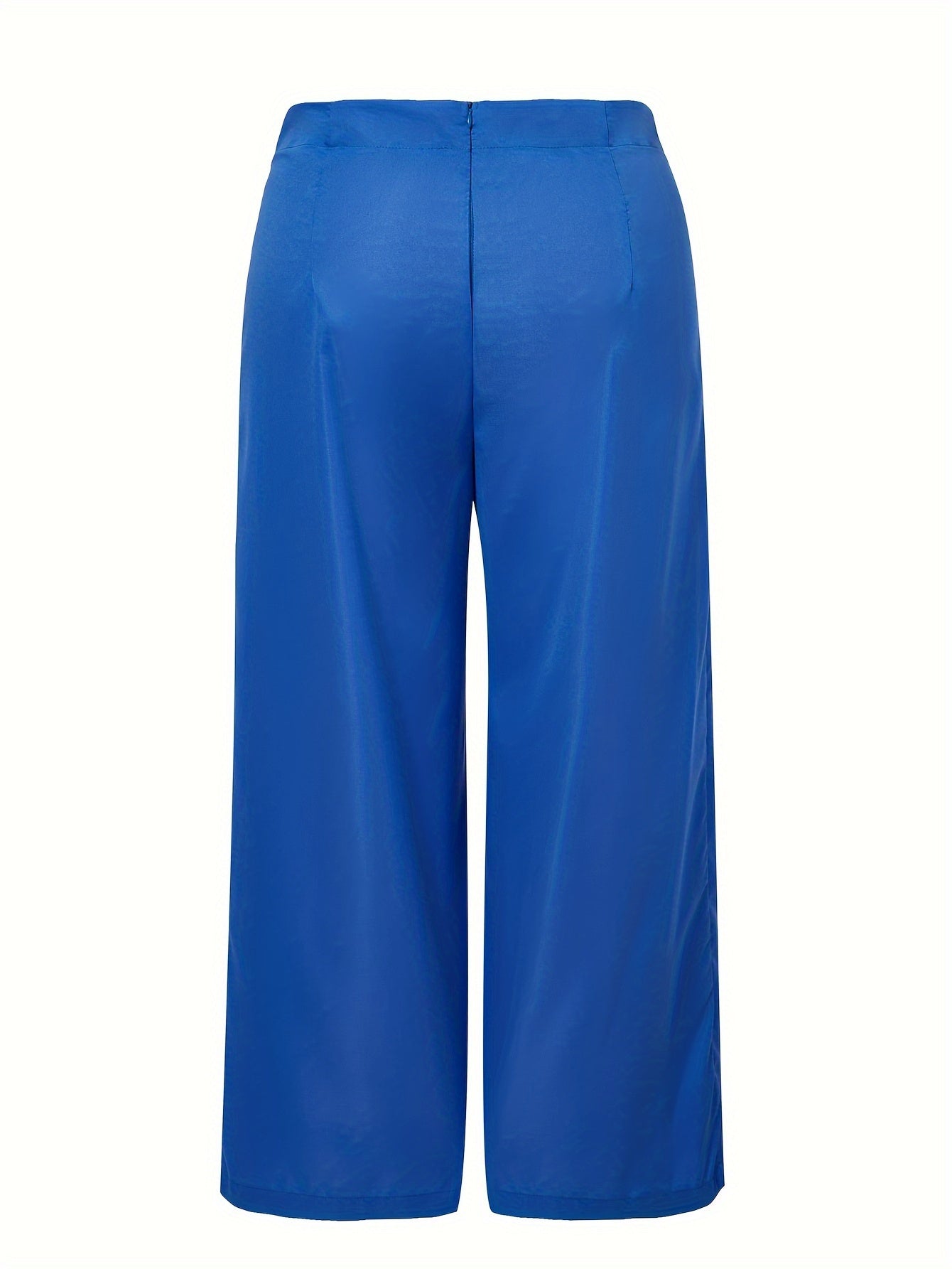  Solid High Rise Wide Leg Trousers
