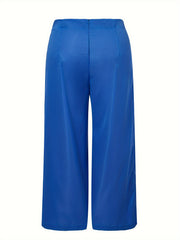  Solid High Rise Wide Leg Trousers